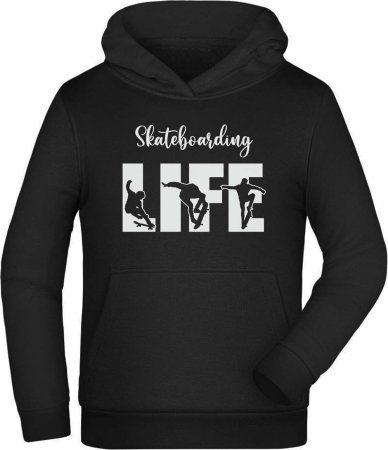 Hooded Sweater Kids Skater Hoodie - Skateboarding Life Lettering i548